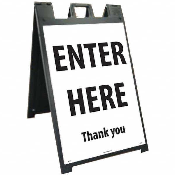NMC - "ENTER HERE", 25" Wide x 45" High, Plastic Safety Sign - Exact Tool & Supply