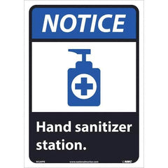 NMC - "Notice - Hand Sanitizer Station", 10" Wide x 14" High, Pressure-Sensitive Vinyl Safety Sign - Exact Tool & Supply