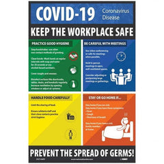 NMC - "COVID 19 - Keep the Workplace Safe", 12" Wide x 18" High, Paper Safety Sign - Exact Tool & Supply