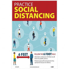 NMC - "COVID 19 - Practice Social Distancing", 12" Wide x 18" High, Paper Safety Sign - Exact Tool & Supply