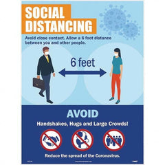 NMC - "COVID 19 - Social Distancing", 18" Wide x 24" High, Paper Safety Sign - Exact Tool & Supply