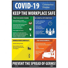 NMC - "COVID 19 - Keep the Workplace Safe", 12" Wide x 18" High, Vinyl Safety Sign - Exact Tool & Supply