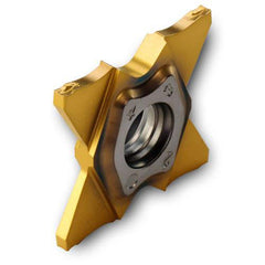 Grooving Insert: TQJJ TT9080, Solid Carbide TiAlN & TiN Finish, Neutral, 0.091″ Cutting Width, Series TQJ27