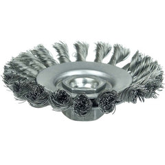 4″ Knot Wire Bevel Brush, .014″ Steel Fill, M10x1.50 Nut - Exact Tool & Supply