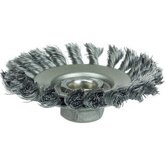 4″ Knot Wire Bevel Brush, .014″ Steel Fill, 5/8″-11 UNC Nut - Exact Tool & Supply