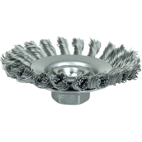 4″ Knot Wire Bevel Brush, .020″ Steel Fill, M14 × 2.0 Nut - Exact Tool & Supply