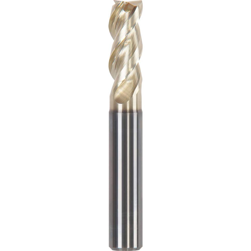 Corner Chamfer End Mill: 0.5512″ Dia, 1.0236″ LOC, 3 Flute, 0.0055″ Chamfer Width, Solid Carbide 3.31 mm OAL, ZrN Coated, Centercutting