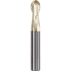 Ball End Mill: 0.3937″ Dia, 0.8661″ LOC, 2 Flute, Solid Carbide Uncoated