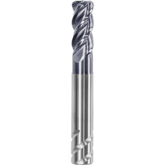 Corner Radius End Mill: 1/4″ Dia, 1/2″ LOC, 0.01″ Radius, 4 Flutes, Solid Carbide 2″ OAL, 1/4″ Shank Dia, Helix, AlTiN Coated, Centercutting