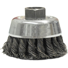 2-3/4″ Single Row Knot Wire Cup Brush, .020″ Steel Fill, M10x1.25 Nut - Exact Tool & Supply