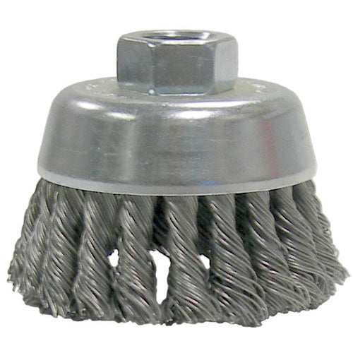 2-3/4″ Single Row Knot Wire Cup Brush, .020″ Steel Fill, M14 × 2.0 Nut - Exact Tool & Supply