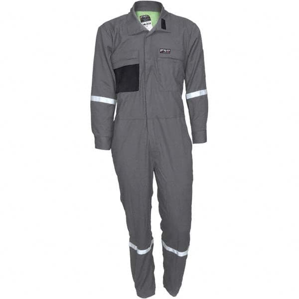 MCR Safety - Size 46 Long Gray ASTM F1506 8.9 Cal/Cm2 CAT2 NFPA 2112 UL Certified NFPA 70E Flame Resistant/Retardant Coveralls - Exact Tool & Supply