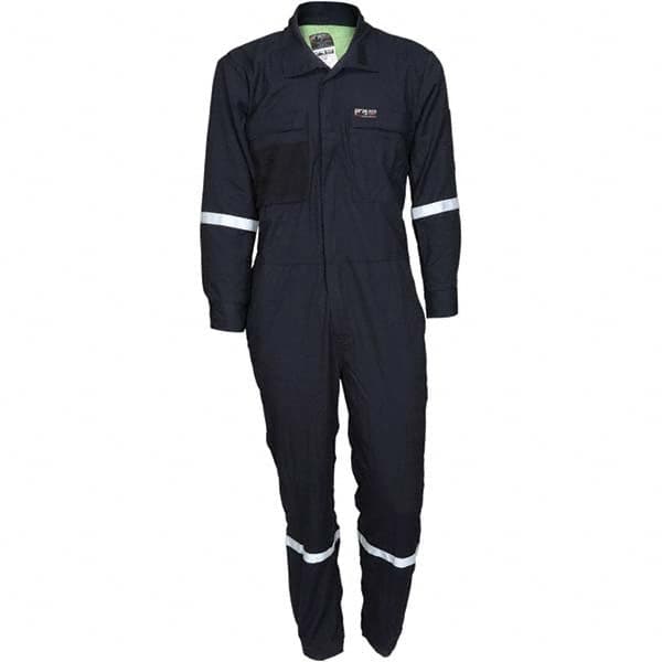 MCR Safety - Size 44 Regular Navy ASTM F1506 8.9 Cal/Cm2 CAT2 NFPA 2112 UL Certified NFPA 70E Flame Resistant/Retardant Coveralls - Exact Tool & Supply