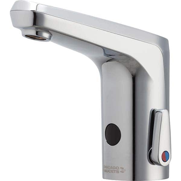Chicago Faucets - Electronic & Sensor Faucets; Type: Sensor ; Style: User Adjustable Temperature Control Mixer ; Type of Power: Battery ; Spout Type: Standard ; Mounting Centers: Single Hole (Inch); Finish/Coating: None - Exact Tool & Supply