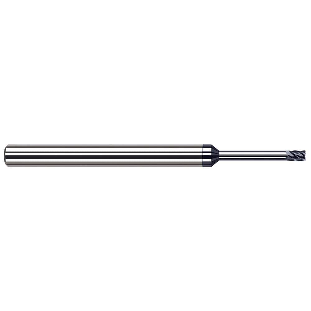 Corner Radius End Mill: 1/8″ Dia, 0.187″ LOC, 0.01″ Radius, 5 Flutes, Solid Carbide 2-1/2″ OAL, 1″ Shank Dia, Helix, AlTiN Nano Coated, Corner Radius End, Centercutting