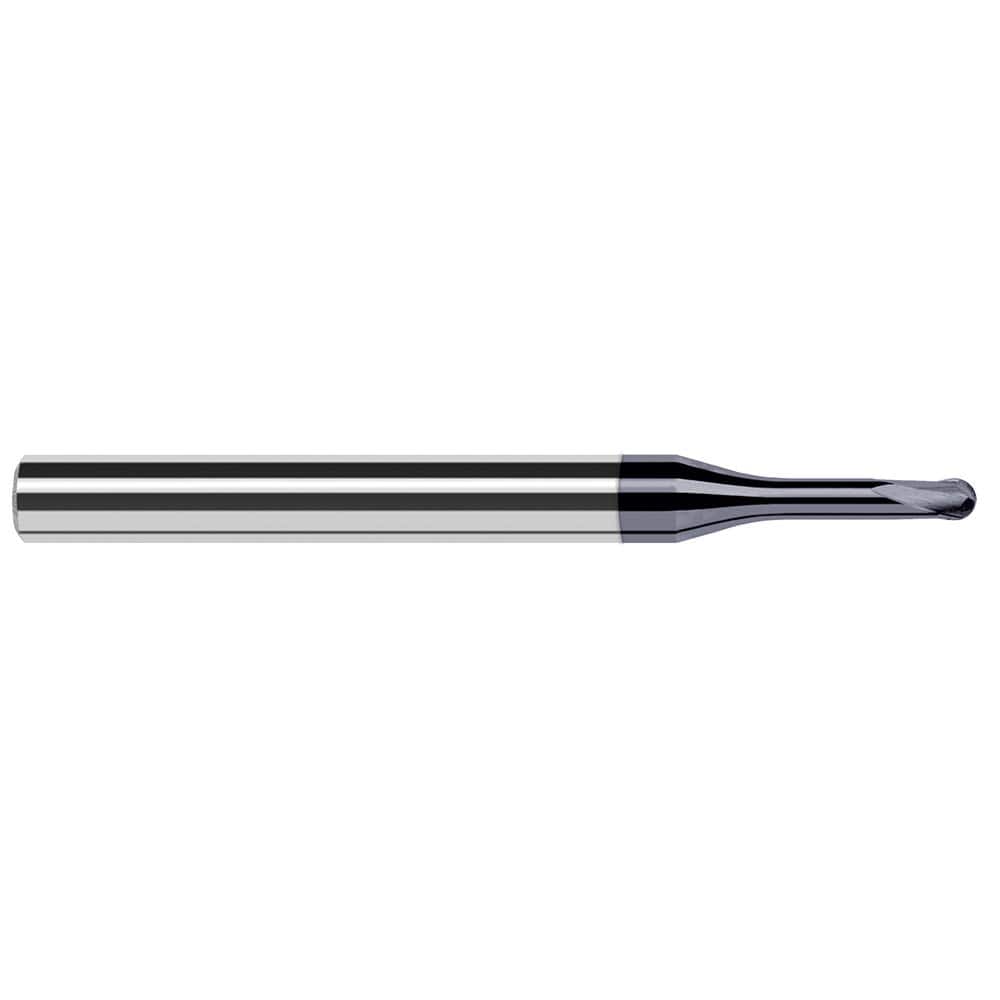 Harvey Tool - Ball End Mills; Mill Diameter (Inch): 3/32 ; Mill Diameter (Decimal Inch): 0.0930 ; Number of Flutes: 2 ; Length of Cut (Decimal Inch): 0.0740 ; Material: Solid Carbide ; Overall Length (Inch): 2-1/2 - Exact Tool & Supply