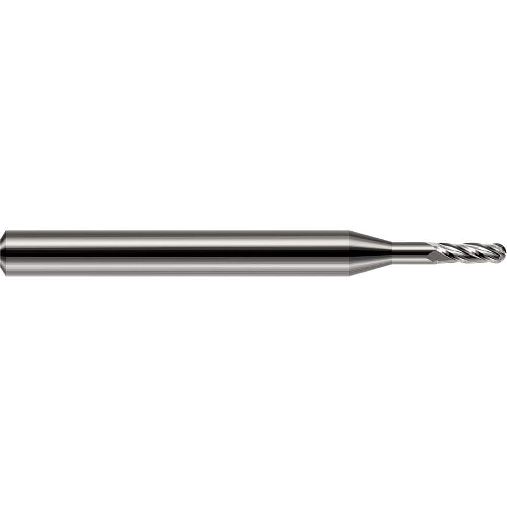 Harvey Tool - Ball End Mills; Mill Diameter (Inch): 1/16 ; Mill Diameter (Decimal Inch): 0.0620 ; Number of Flutes: 2 ; Length of Cut (Decimal Inch): 0.1860 ; Material: Solid Carbide ; Overall Length (Inch): 1-1/2 - Exact Tool & Supply