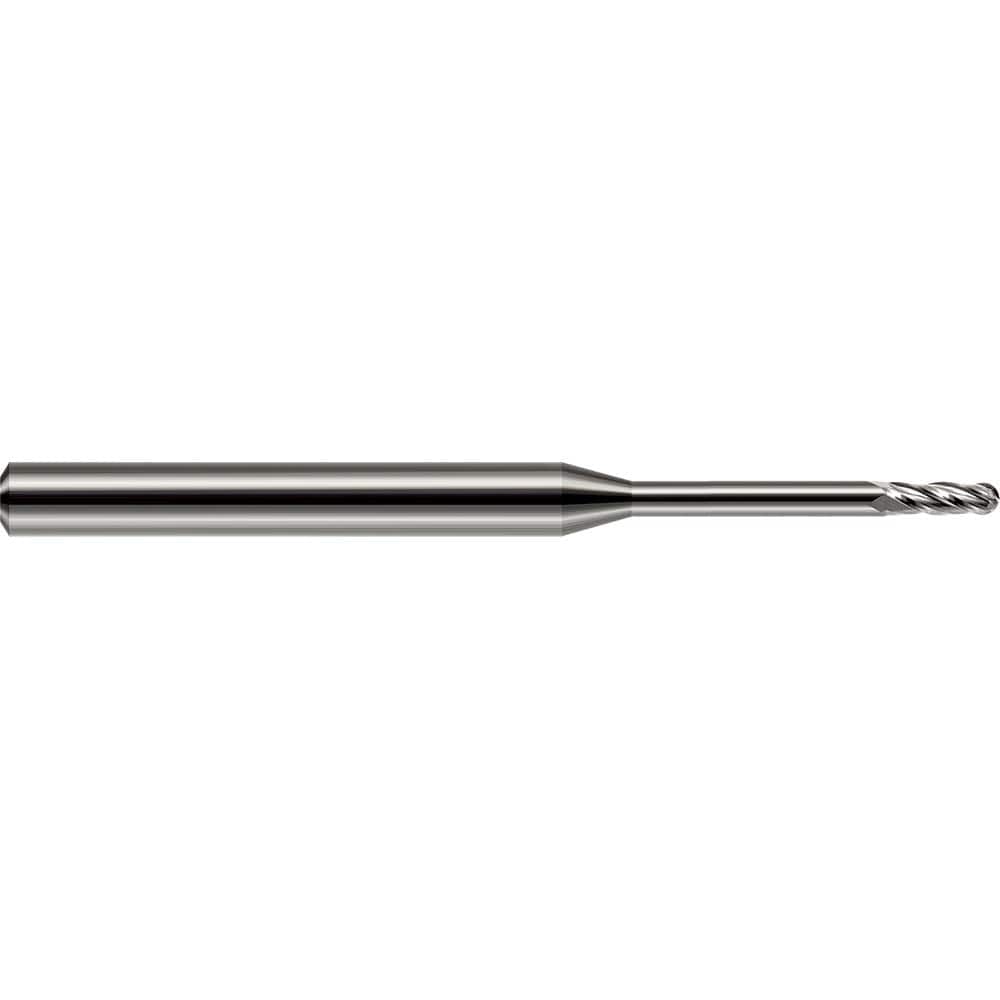 Harvey Tool - Ball End Mills; Mill Diameter (mm): 0.80 ; Mill Diameter (Inch): 1/32 ; Mill Diameter (Decimal Inch): 0.0310 ; Number of Flutes: 4 ; Length of Cut (Inch): 3/32 ; Length of Cut (Decimal Inch): 0.0930 - Exact Tool & Supply