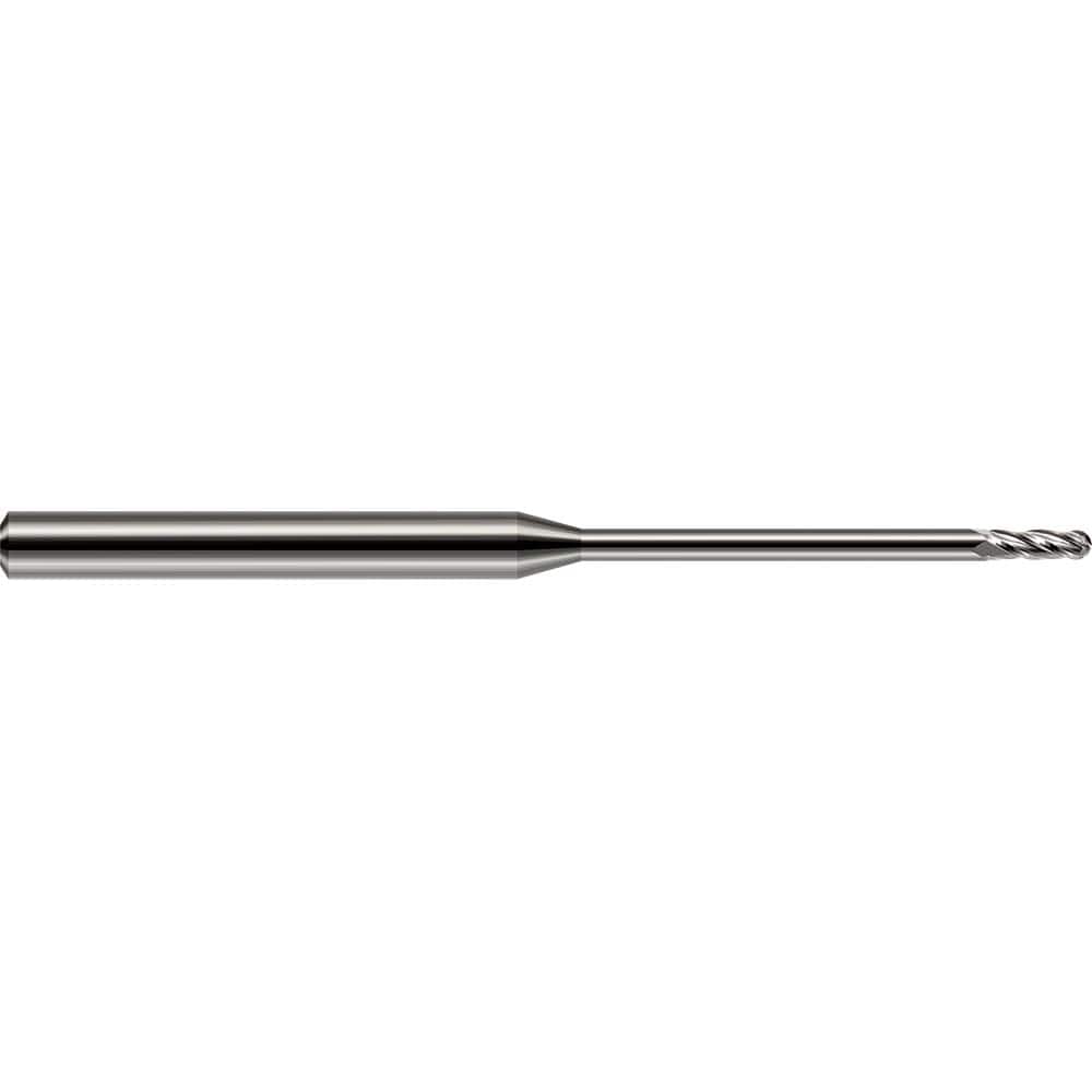 Harvey Tool - Ball End Mills; Mill Diameter (mm): 0.80 ; Mill Diameter (Inch): 1/32 ; Mill Diameter (Decimal Inch): 0.0310 ; Number of Flutes: 4 ; Length of Cut (Inch): 3/32 ; Length of Cut (Decimal Inch): 0.0930 - Exact Tool & Supply