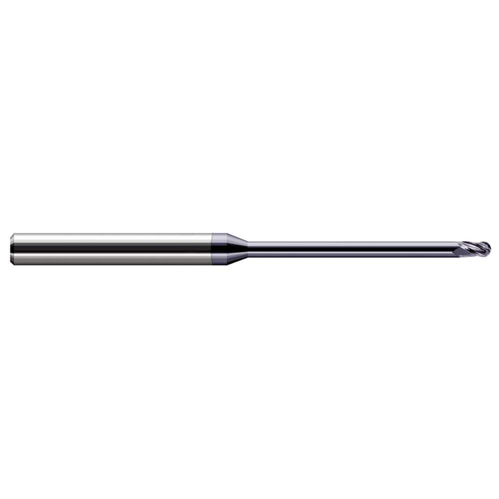 Harvey Tool - 0.025" Diam, 0.037" LOC, 3 Flute Solid Carbide Ball End Mill - Exact Tool & Supply