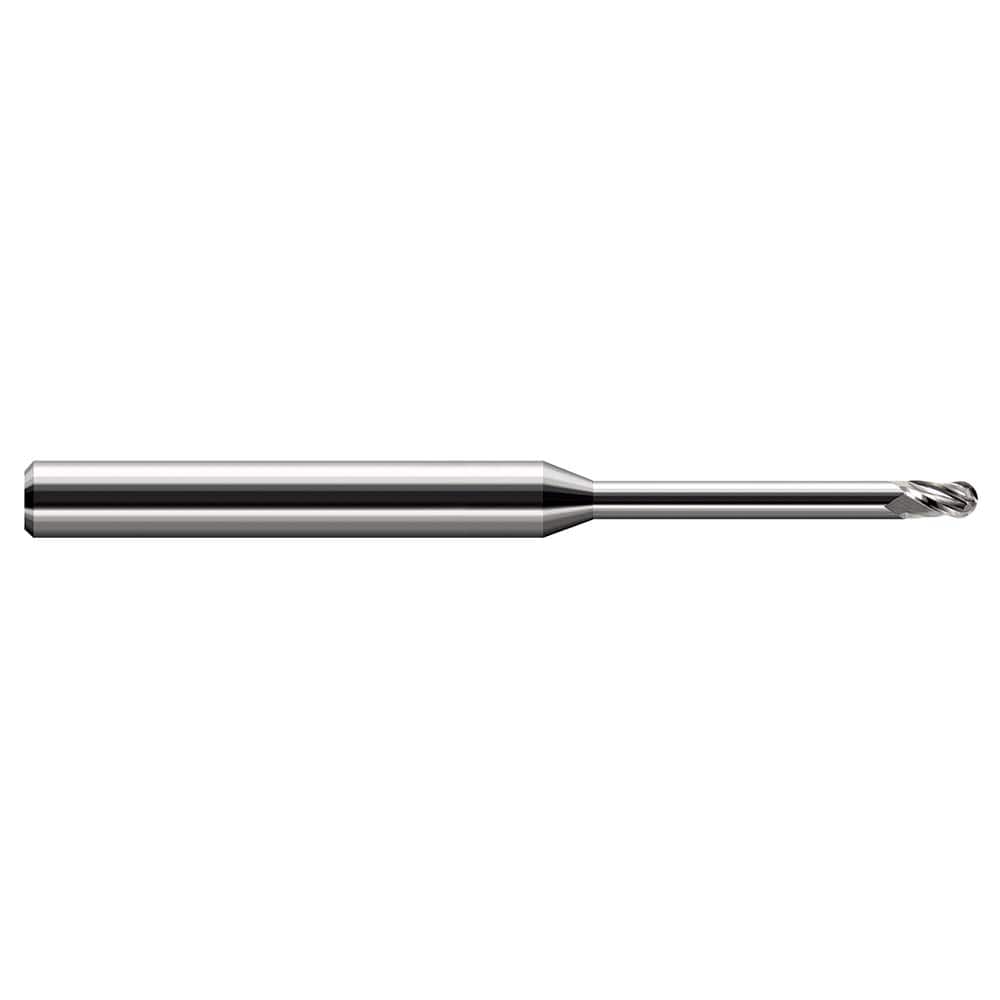 Harvey Tool - Ball End Mills; Mill Diameter (Decimal Inch): 0.0600 ; Number of Flutes: 3 ; Length of Cut (Decimal Inch): 0.0900 ; Material: Solid Carbide ; Overall Length (Inch): 2-1/2 ; Overall Length (Decimal Inch): 2.50000 - Exact Tool & Supply