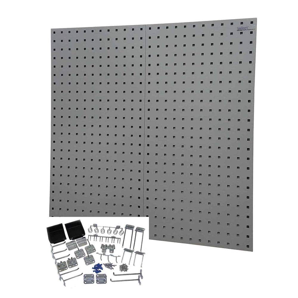Triton - Peg Boards; Type: Pegboard Kit ; Width (Inch): 18 ; Height (Inch): 36 ; Number of Panels: 2 ; Color: Gray ; Material: Steel - Exact Tool & Supply