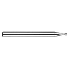 Miniature End Mills - Stub & Standard - 0.0040″ Cutter Diameter × 0.0060″ Length of Cut Carbide Square End Mill, 2 Flutes - Exact Tool & Supply