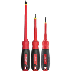 Milwaukee Tool - Screwdriver Sets; Screwdriver Types Included: Slotted; Square ; Number of Pieces: 3.000 ; Width Range: 1/4 ; Slotted: Yes ; Ball End Hex: No ; Case Type: Clam Shell - Exact Tool & Supply