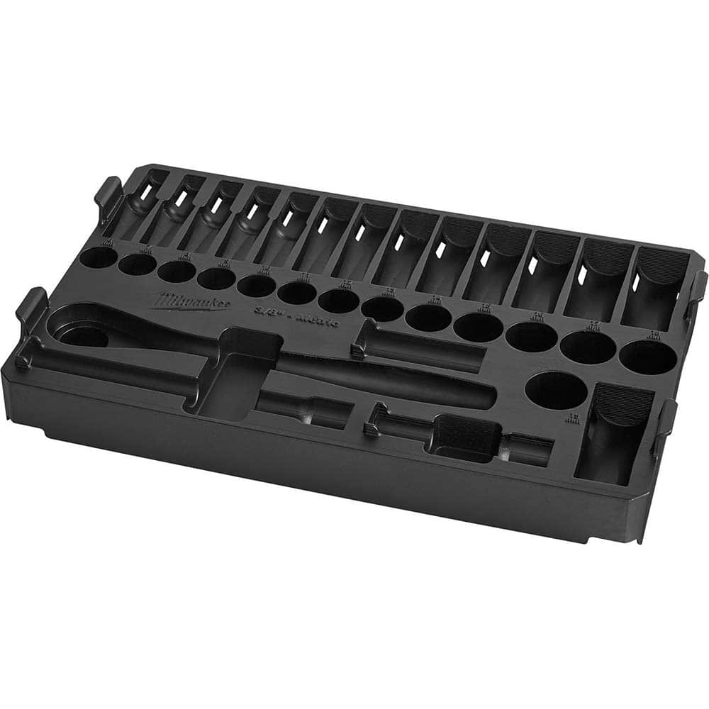 Milwaukee Tool - Socket Holders & Trays; Type: Tray ; Drive Size: 3/8 ; Holds Number of Pieces: 32 ; Color: Black ; Additional Information: Color Coded for Easy Parts Identification - Exact Tool & Supply