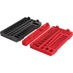 Milwaukee Tool - Socket Holders & Trays; Type: Tray ; Holds Number of Pieces: 106 ; Color: Red, Black ; Additional Information: Color Coded for Easy Parts Identification; 1/4 & 3/8" Drive Rachet & Socket Tray - Exact Tool & Supply