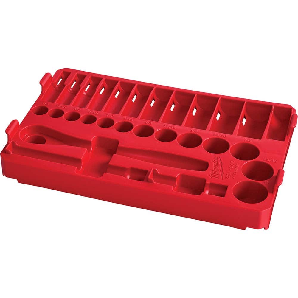 Milwaukee Tool - Socket Holders & Trays; Type: Tray ; Drive Size: 3/8 ; Holds Number of Pieces: 28 ; Additional Information: Color Coded for Easy Parts Identification - Exact Tool & Supply
