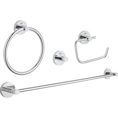 Grohe - Washroom Shelves, Soap Dishes & Towel Holders; Type: 4-in-1 Accessory Set ; Material: Metal ; Length (Inch): 26 ; Width (Inch): 7.5 ; Depth (Inch): 2.36 ; Finish/Coating: Chrome - Exact Tool & Supply