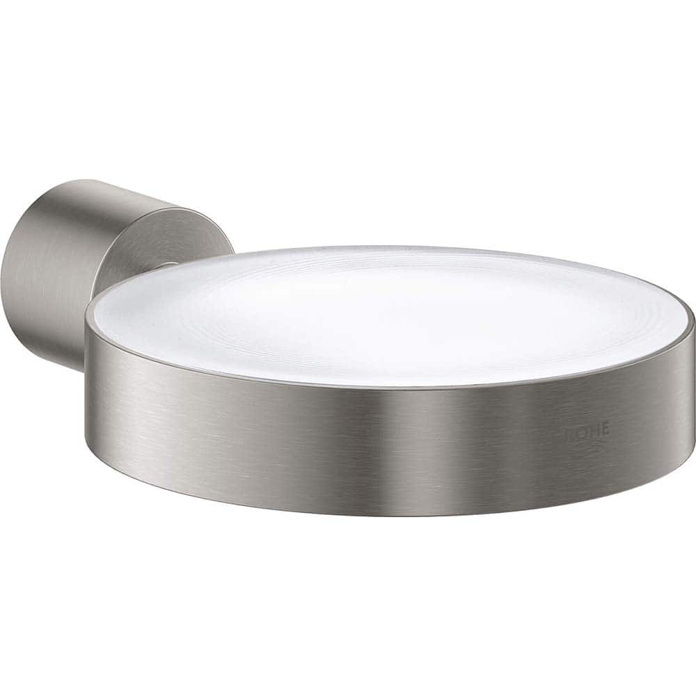 Grohe - Washroom Shelves, Soap Dishes & Towel Holders; Type: Soap Dish ; Material: Glass ; Length (Inch): 3.9370 ; Width (Inch): 0.5 ; Depth (Inch): 4.13 ; Finish/Coating: Gloss - Exact Tool & Supply