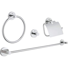 Grohe - Washroom Shelves, Soap Dishes & Towel Holders; Type: 4-in-1 Accessory Set ; Material: Metal ; Length (Inch): 23.6220 ; Width (Inch): 7 ; Depth (Inch): 2.3622 ; Finish/Coating: Chrome - Exact Tool & Supply