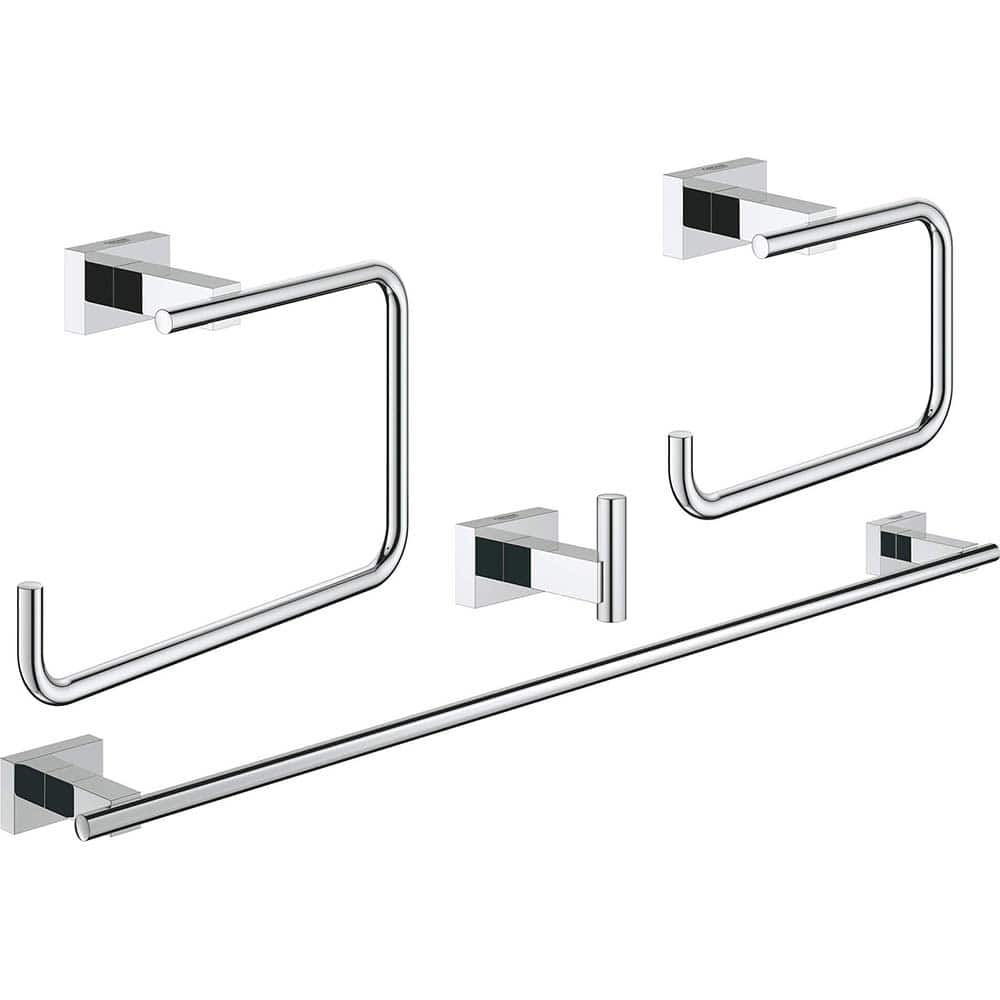 Grohe - Washroom Shelves, Soap Dishes & Towel Holders; Type: 5-in-1 Accessory Set ; Material: Metal ; Length (Inch): 22 ; Width (Inch): 4-21/32 ; Depth (Inch): 2.36 ; Finish/Coating: Chrome - Exact Tool & Supply