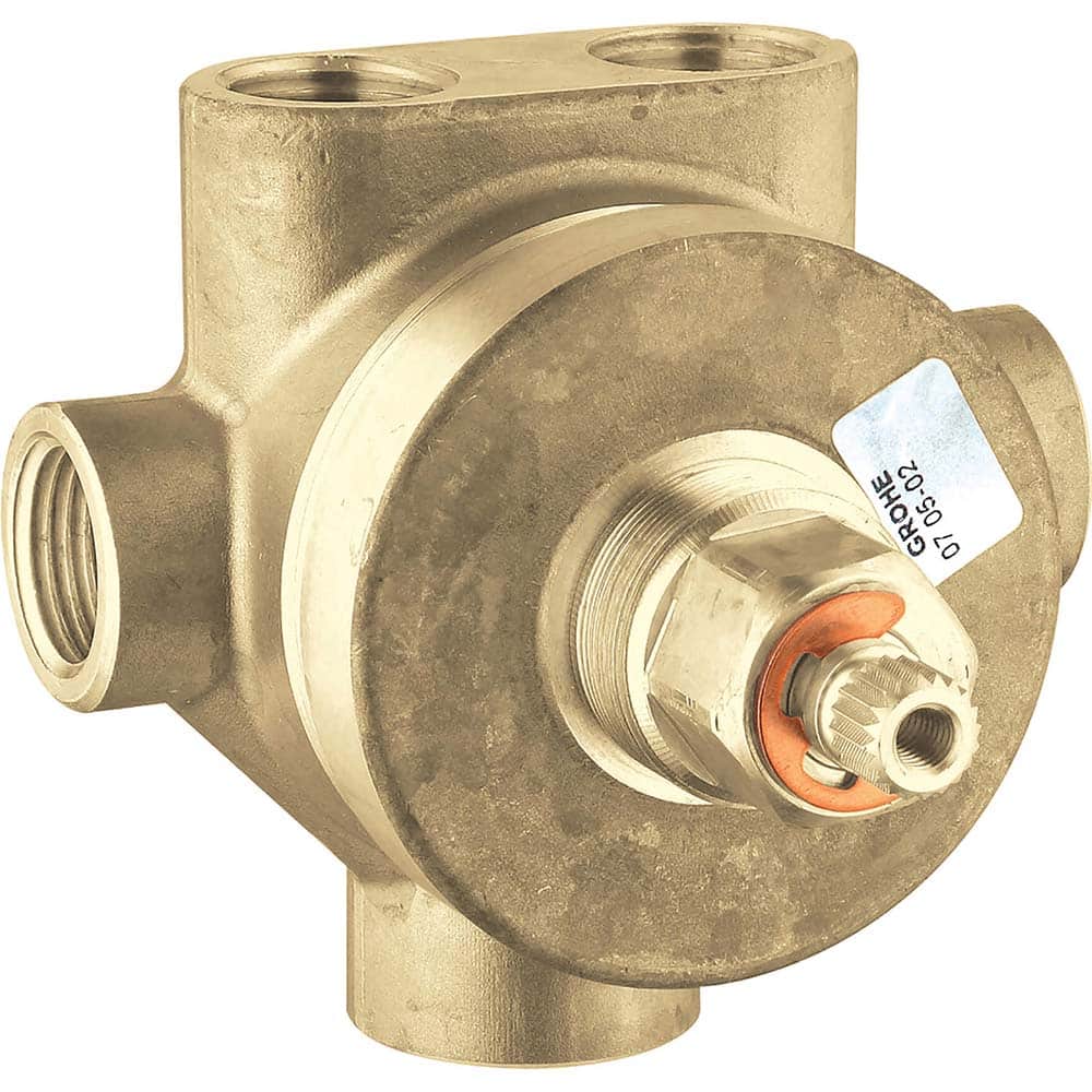 Grohe - Tub & Shower Faucets; Type: Rough-in valve ; Style: Non Rapido ; Design: 3-Way ; Material: Brass ; Handle Type: No Handle ; Handle Material: Non-Metallic - Exact Tool & Supply