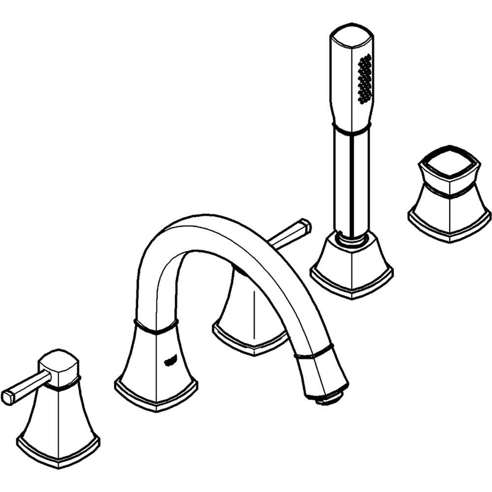 Grohe - Tub & Shower Faucets; Type: Tub Faucet with personal shower ; Style: Grandera ; Design: Ceramic Mixing Cartridge ; Material: Brass ; Handle Type: Lever ; Handle Material: Metal - Exact Tool & Supply