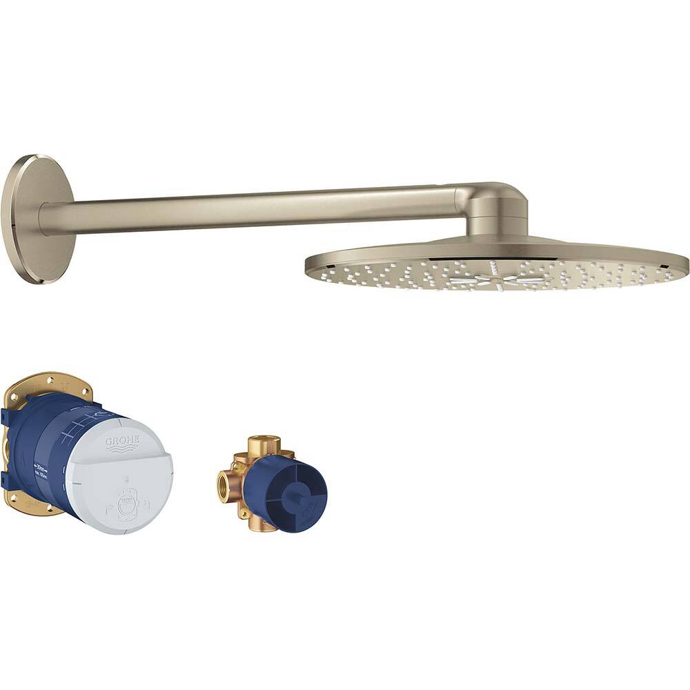 Grohe - Shower Heads & Accessories; Type: Shower Head ; Material: Metal ; GPM: 1.75 ; Face Diameter: 12 (Inch); Finish/Coating: Brushed; Nickel ; Settings: Spray, Pulse, Combination Pulse-Massage - Exact Tool & Supply