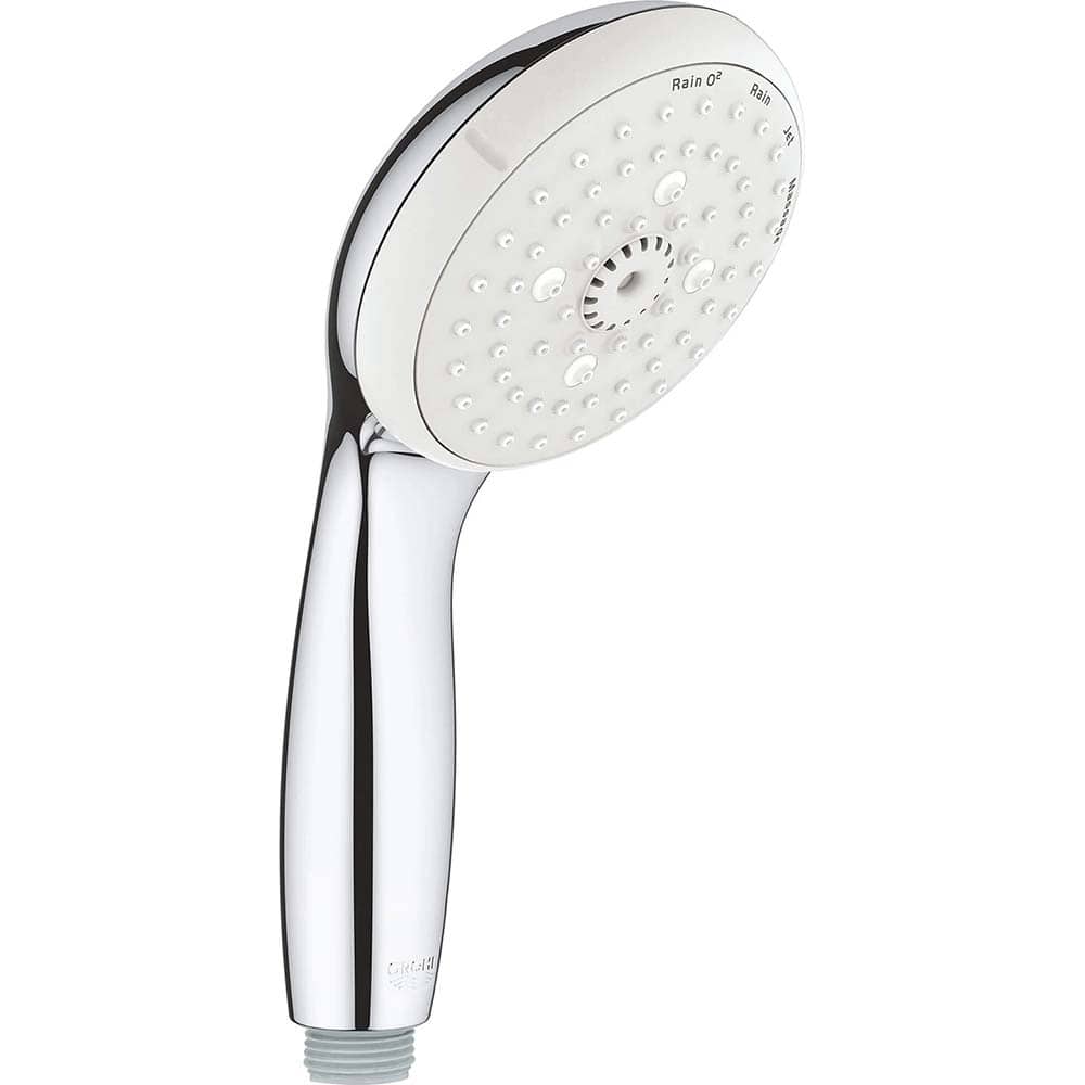 Grohe - Shower Heads & Accessories; Type: Hand Shower ; Material: Metal ; GPM: 2.50 ; Face Diameter: 4 (Inch); Finish/Coating: Polished Chrome ; Settings: Spray, Pulse, Combination Pulse-Massage - Exact Tool & Supply