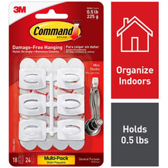 3M - All-Purpose & Utility Hooks; Type: Hooks Kit ; Overall Length (Inch): 1-5/64 ; Material: Plastic ; Projection: 0.44 ; Color: White ; Material: Plastic - Exact Tool & Supply