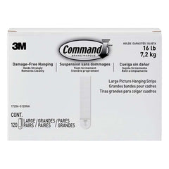 3M - All-Purpose & Utility Hooks; Type: Strips ; Overall Length (Inch): 3-21/32 ; Color: White ; Overall Width: 0.75 ; Width (Inch): 0.75 - Exact Tool & Supply