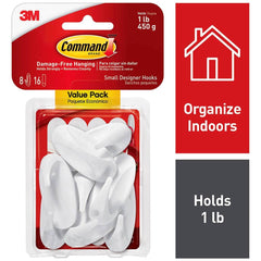 3M - All-Purpose & Utility Hooks; Type: Hooks Kit ; Overall Length (Inch): 2-1/8 ; Material: Plastic ; Projection: 0.92 ; Color: White ; Material: Plastic - Exact Tool & Supply