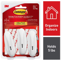 3M - All-Purpose & Utility Hooks; Type: Hooks Kit ; Overall Length (Inch): 4-9/64 ; Material: Metal ; Projection: 1.88 ; Color: White ; Material: Metal - Exact Tool & Supply