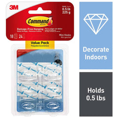 3M - All-Purpose & Utility Hooks; Type: Hooks Kit ; Overall Length (Inch): 1-5/64 ; Material: Plastic ; Projection: 0.44 ; Material: Plastic ; Overall Width: 0.85 - Exact Tool & Supply