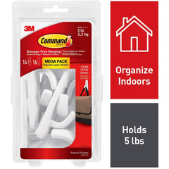 3M - All-Purpose & Utility Hooks; Type: Hooks Kit ; Overall Length (Inch): 3-59/64 ; Projection: 1.33 ; Color: White ; Overall Width: 1.23 ; Projection: 1.33 (Inch) - Exact Tool & Supply