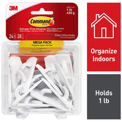 3M - All-Purpose & Utility Hooks; Type: Hooks Kit ; Overall Length (Inch): 2-3/8 ; Projection: 0.71 ; Color: White ; Overall Width: 0.83 ; Projection: 0.71 (Inch) - Exact Tool & Supply