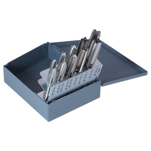 ‎1/4″-1/2″ NC/NF 4 Flute HSS Standard 1/4″-1/2″ NC/NF General Purpose Hand Tap Set- Bright - Exact Tool & Supply