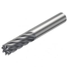 R215.36-06030-AC13H 1610 6mm 6 FL Solid Carbide End Mill - Corner chamfer w/Cylindrical Shank - Exact Tool & Supply