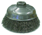 5" Diameter - 5/8-11" Arbor Hole - Crimped Steel Wire Cup Wheel - Exact Tool & Supply