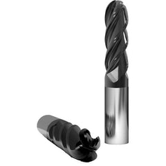 Ball End Mill: 0.625″ Dia, 0.75″ LOC, 4 Flute, Solid Carbide 3″ OAL, 5/8″ Shank Dia, Variable ° Helix, nACo Coated, Single End, Series 1032